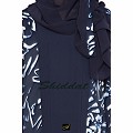 Printed shrug abaya- navy blue-white